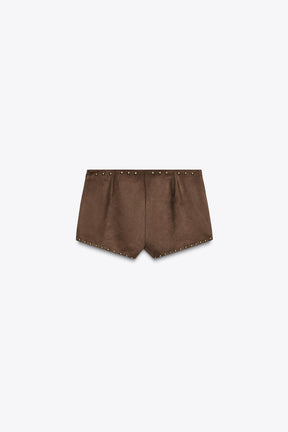 FAUX SUEDE STUD SHORTS