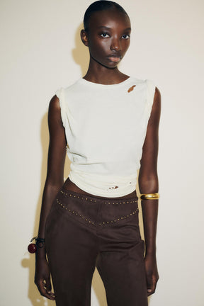 Faux Suede Flare Trousers