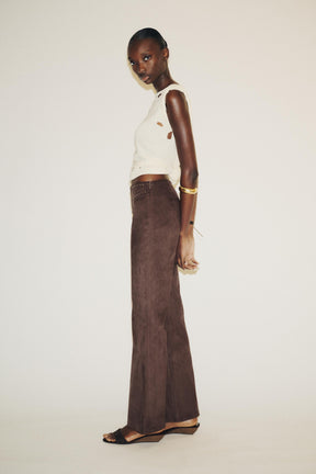 Faux Suede Flare Trousers