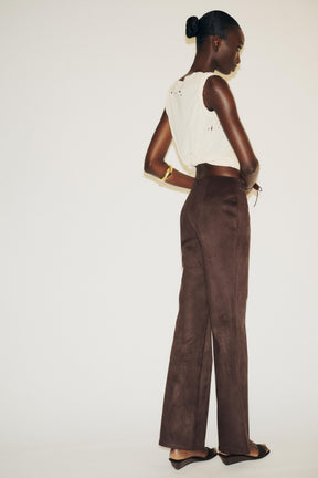 Faux Suede Flare Trousers