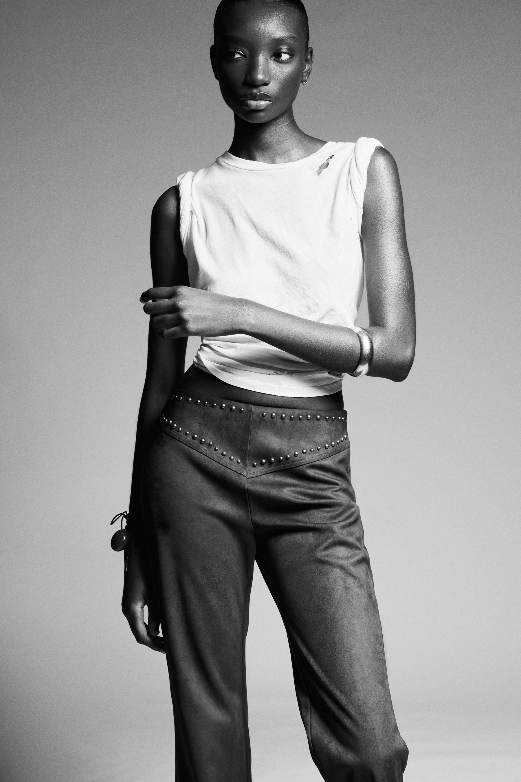 Faux Suede Flare Trousers