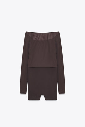 COMBINED TULLE SHORT PLAYSUIT - Image 6