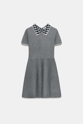 CONTRAST COLLAR DRESS - Image 1