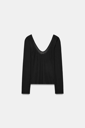 LONG SLEEVE SEMI-SHEER TOP