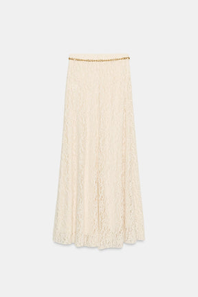 Chain-Accented Midi Skirt