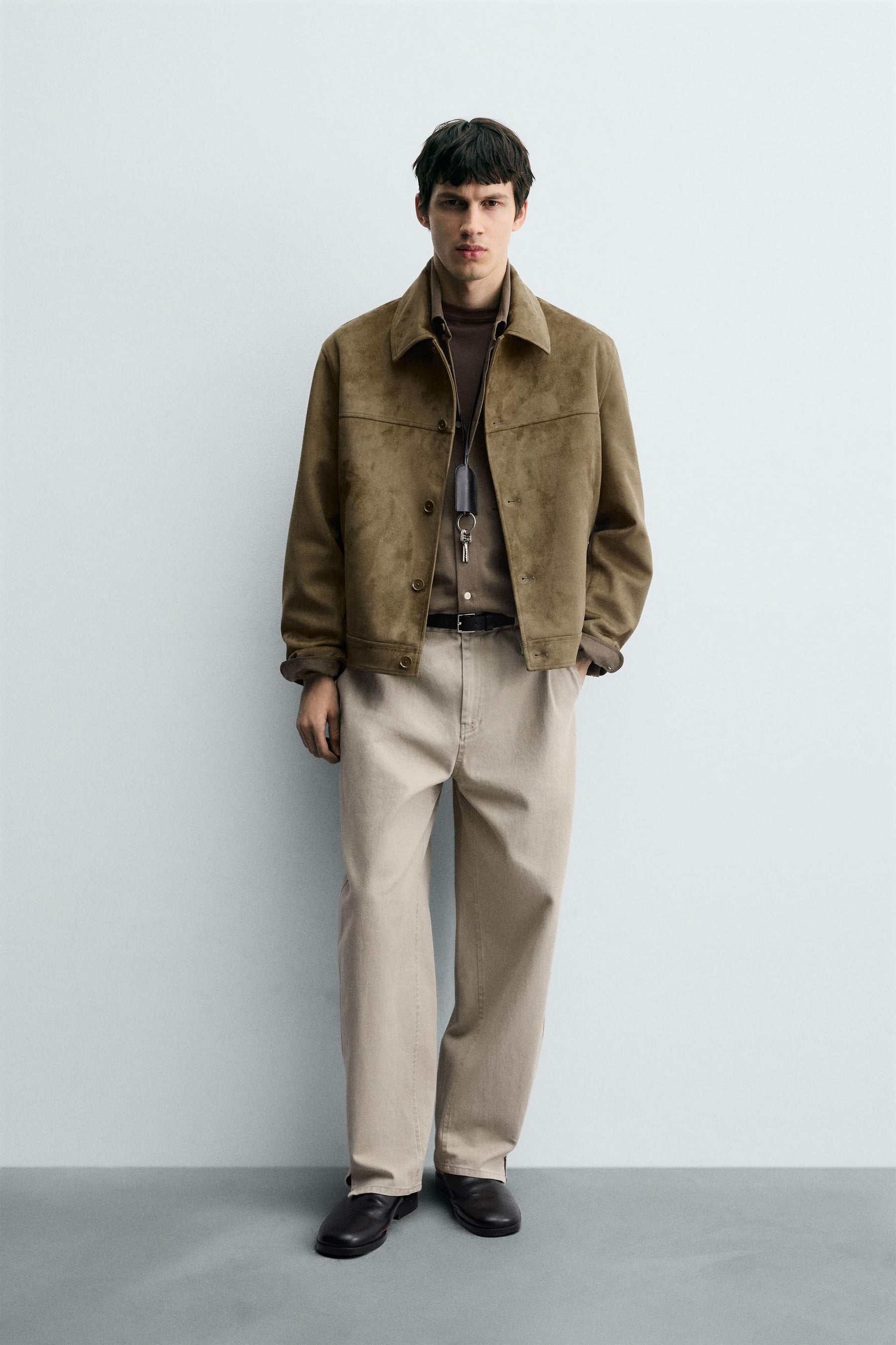 FAUX SUEDE REGULAR FIT JACKET - Image 1