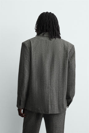HERRINGBONE WOOL BLEND SUIT BLAZER - Image 3