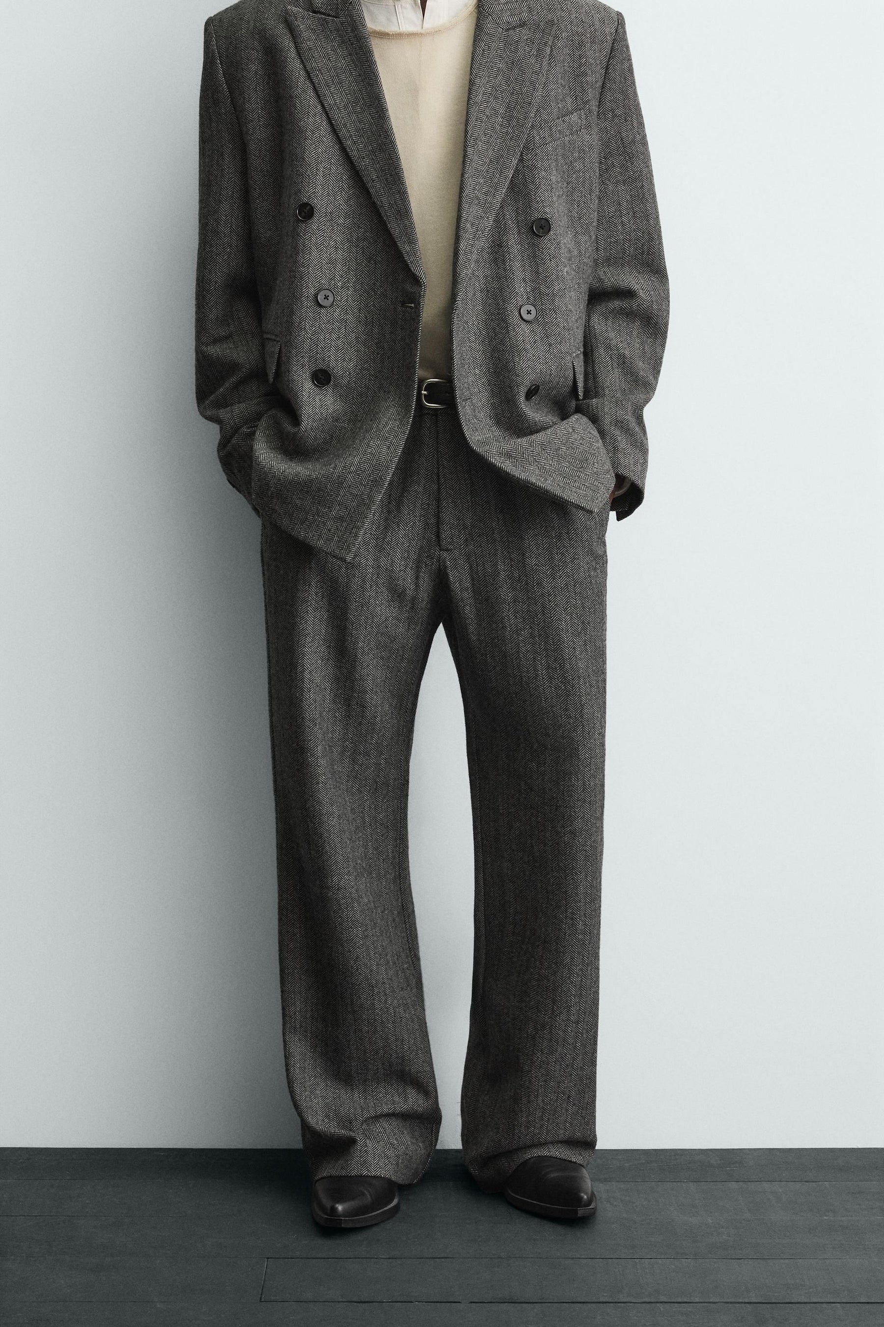 Herringbone Wool Trousers