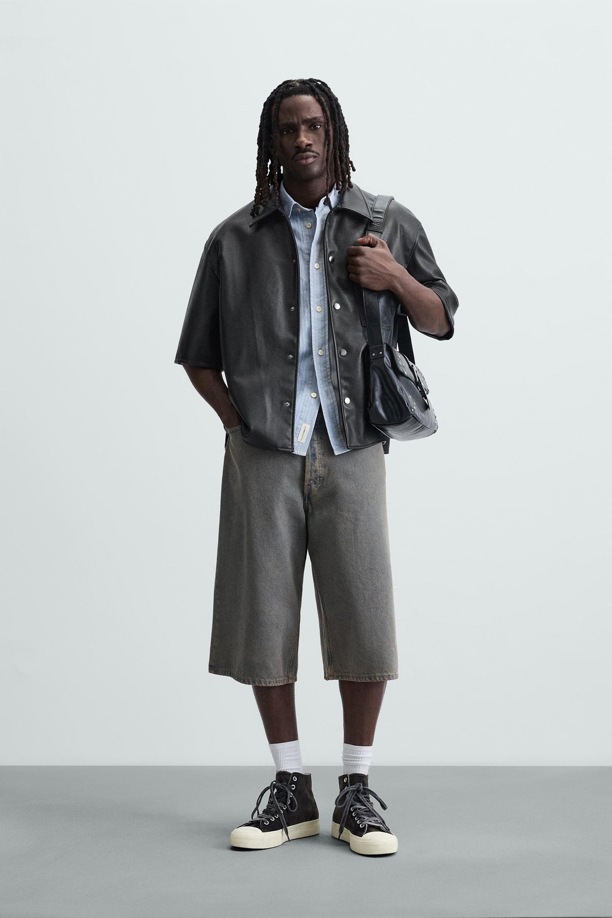 LEATHER EFFECT OVERSHIRT - Image 1