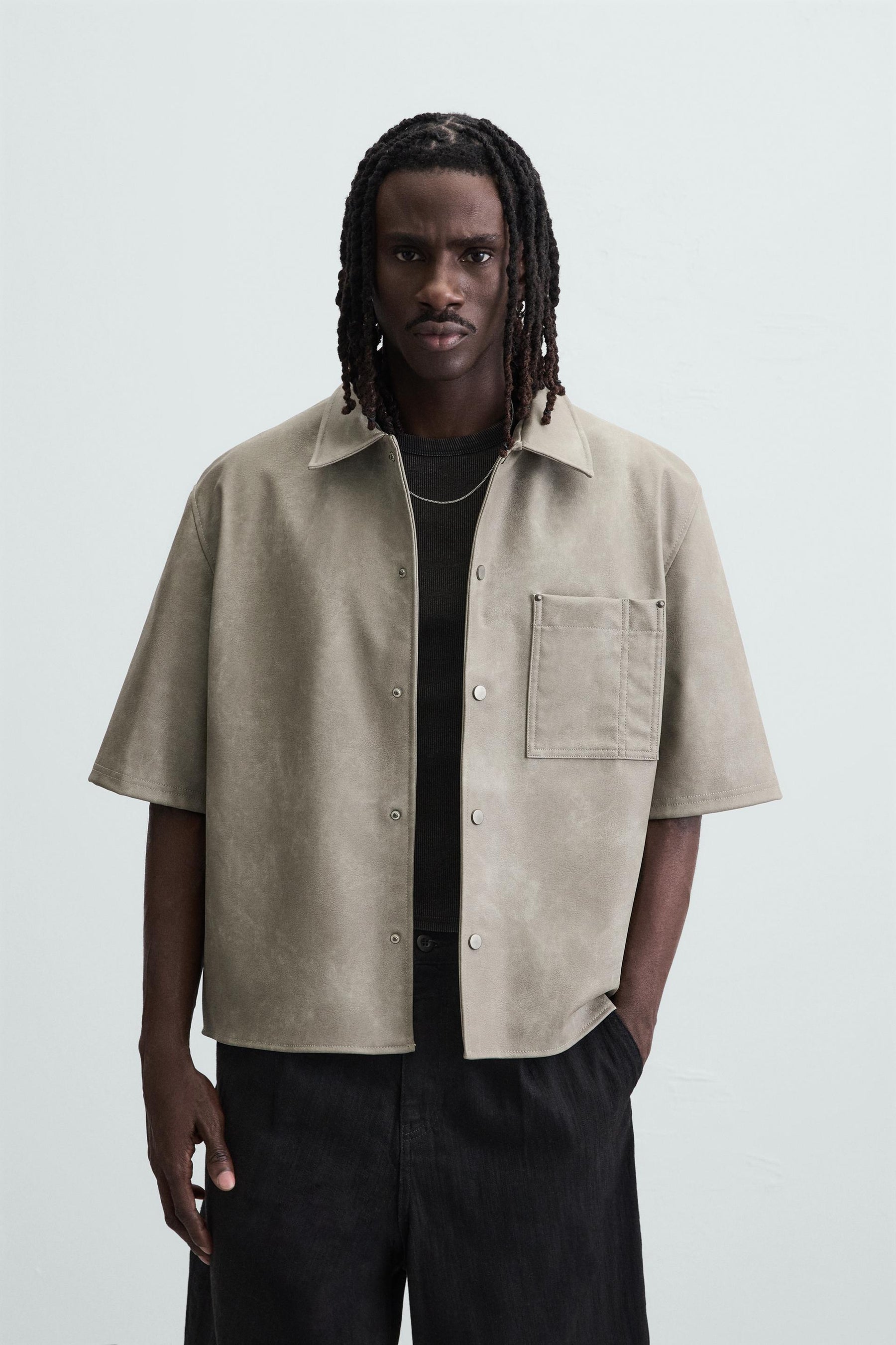 LEATHER EFFECT OVERSHIRT - Image 2