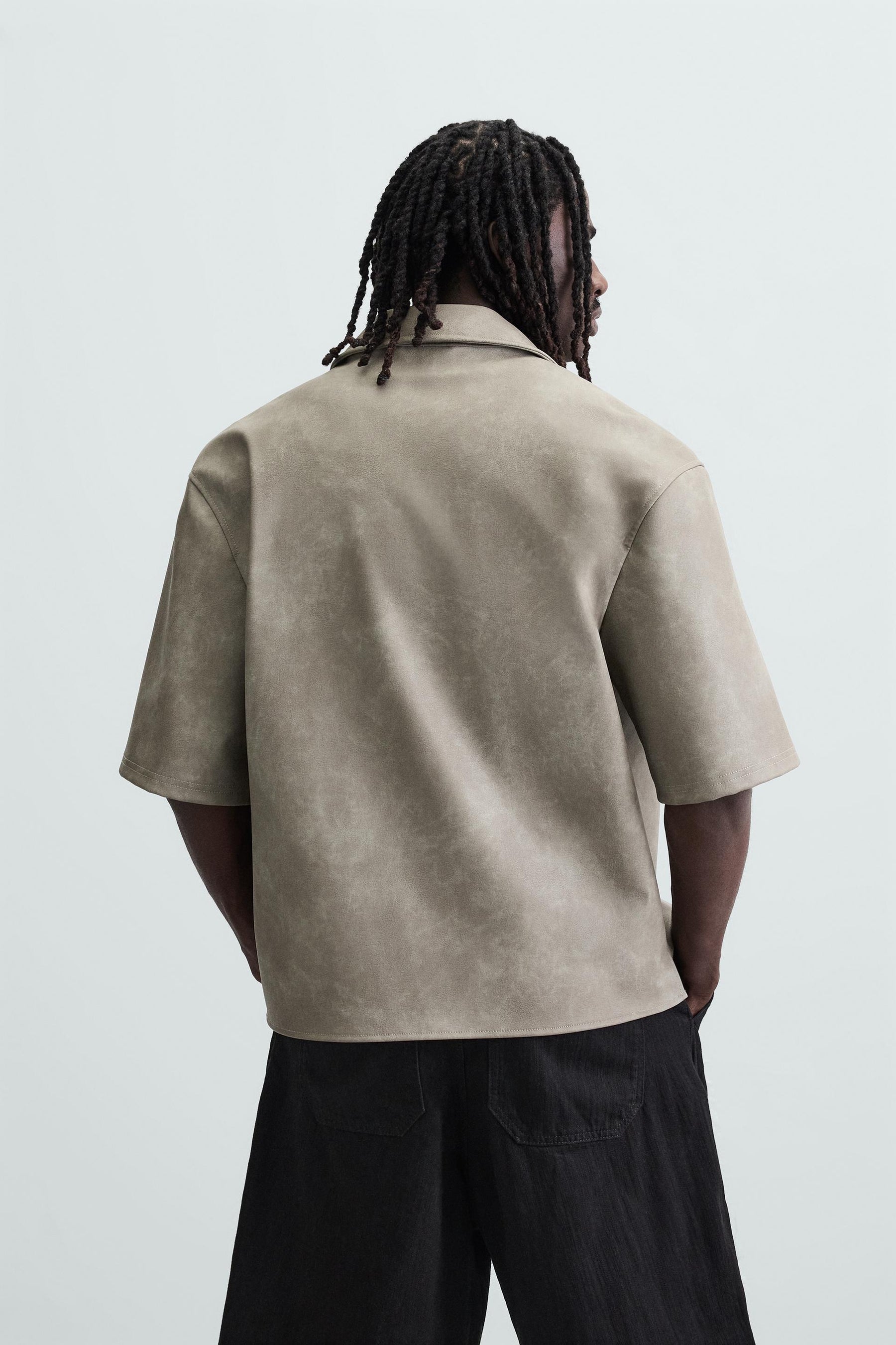 LEATHER EFFECT OVERSHIRT - Image 3