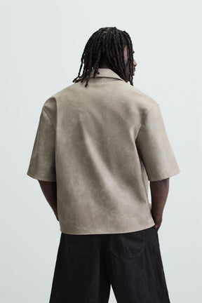 LEATHER EFFECT OVERSHIRT - Image 3
