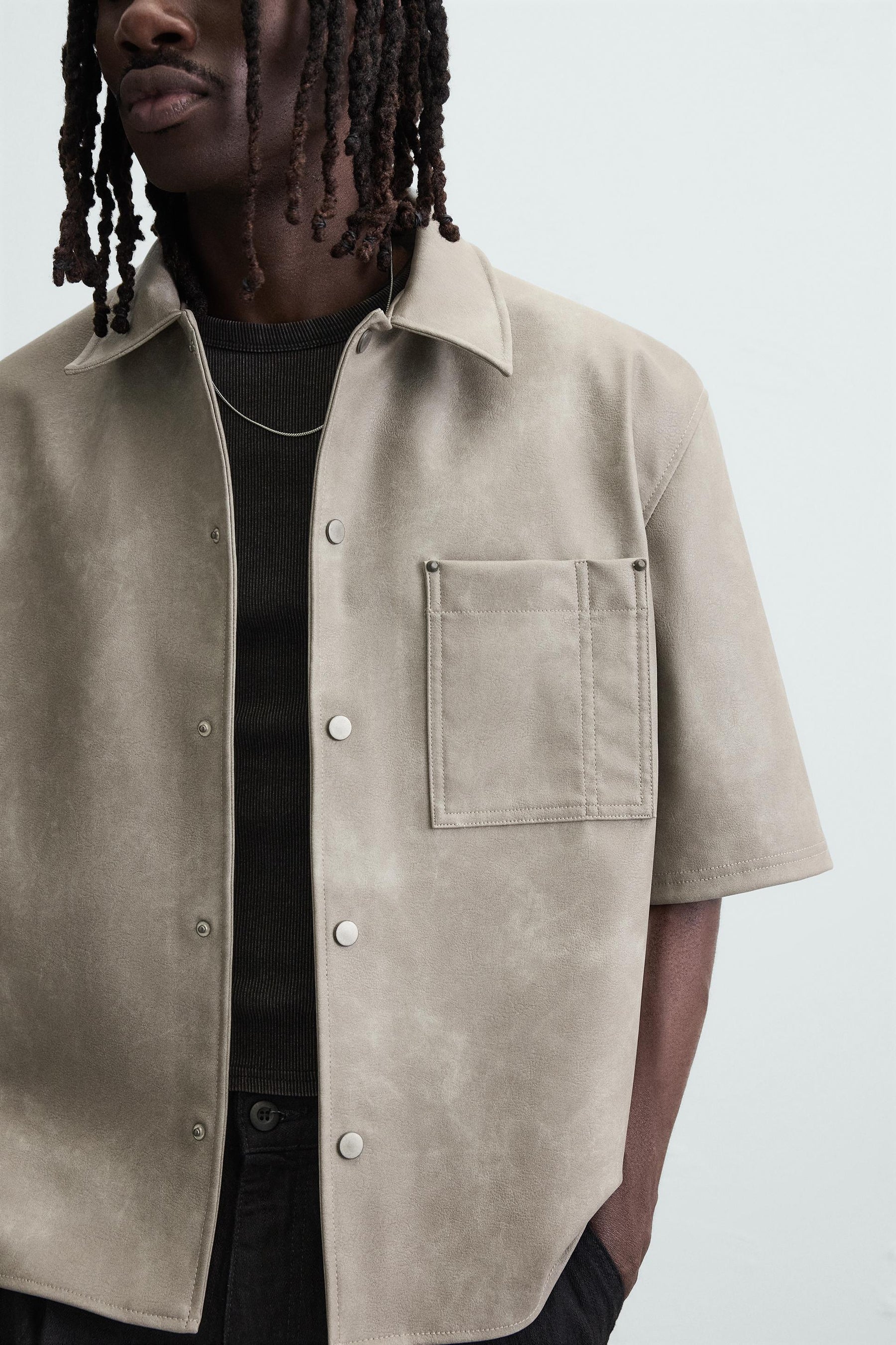 LEATHER EFFECT OVERSHIRT - Image 5