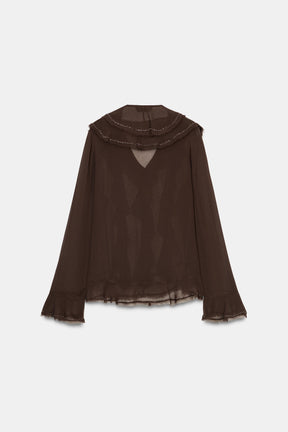Beaded Ruffled Blouse