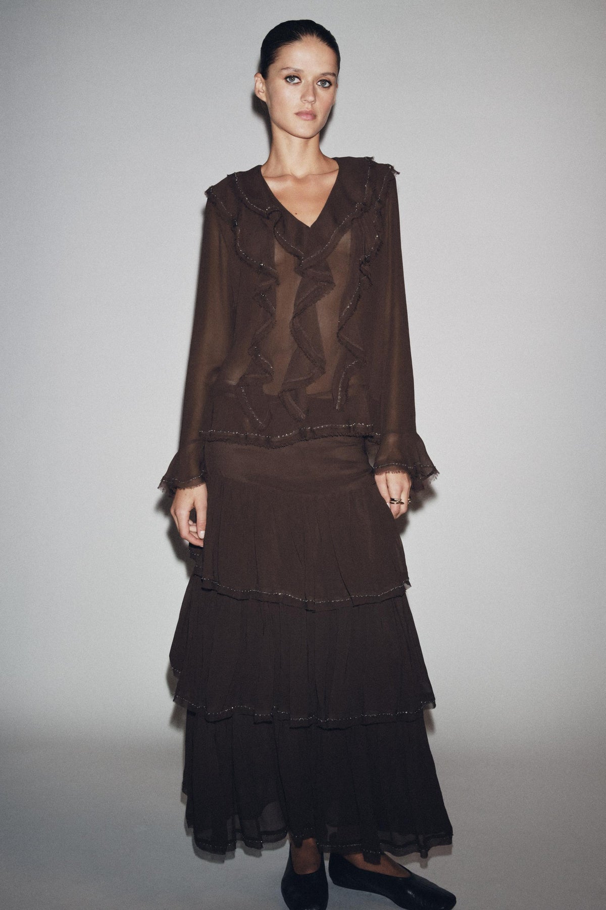 Beaded Ruffled Fashion Skirt