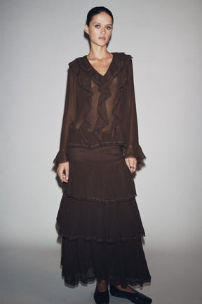 Beaded Ruffled Fashion Skirt