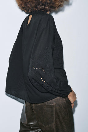 Embroidered Shirt with Lace