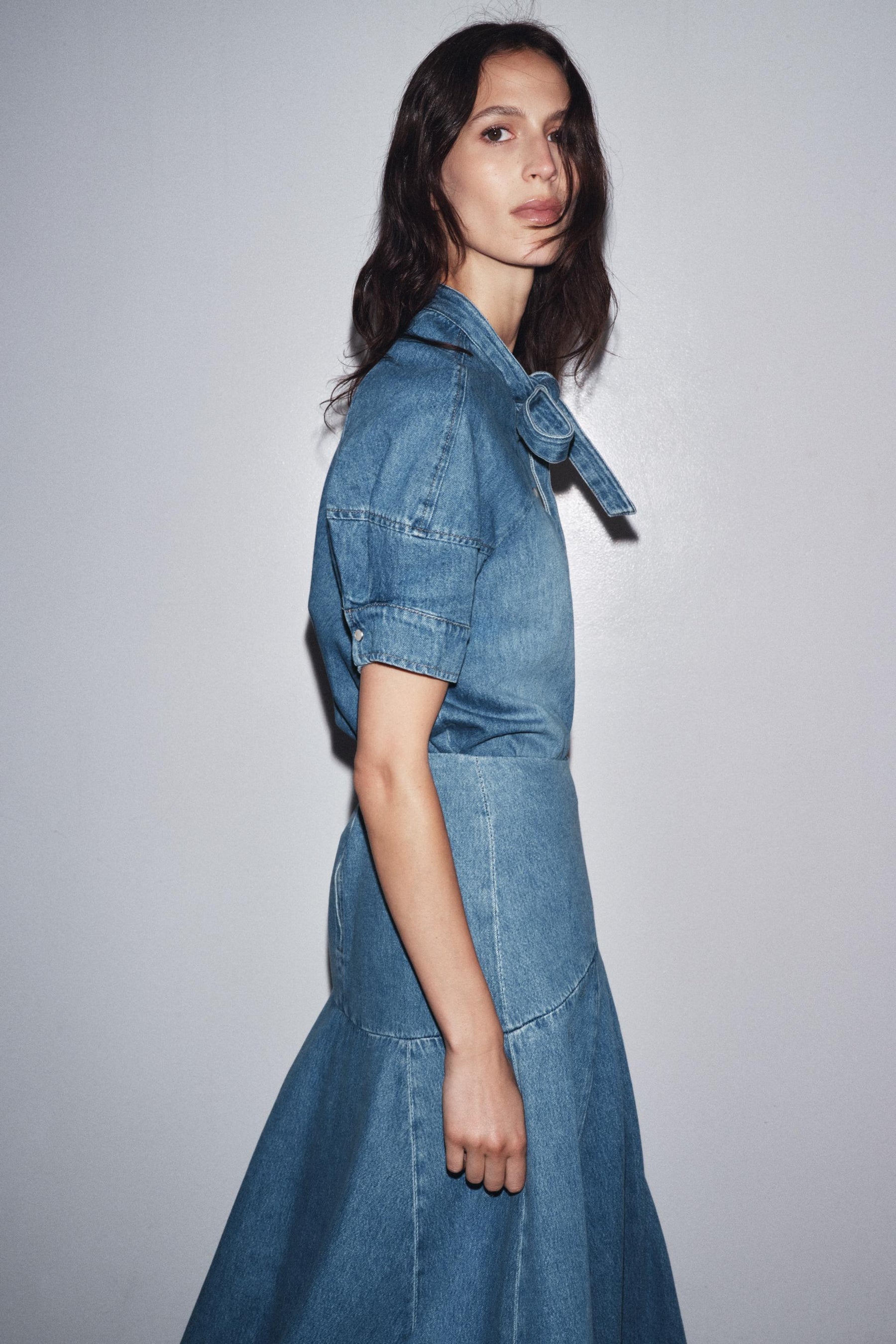 Denim Shirt with Tie