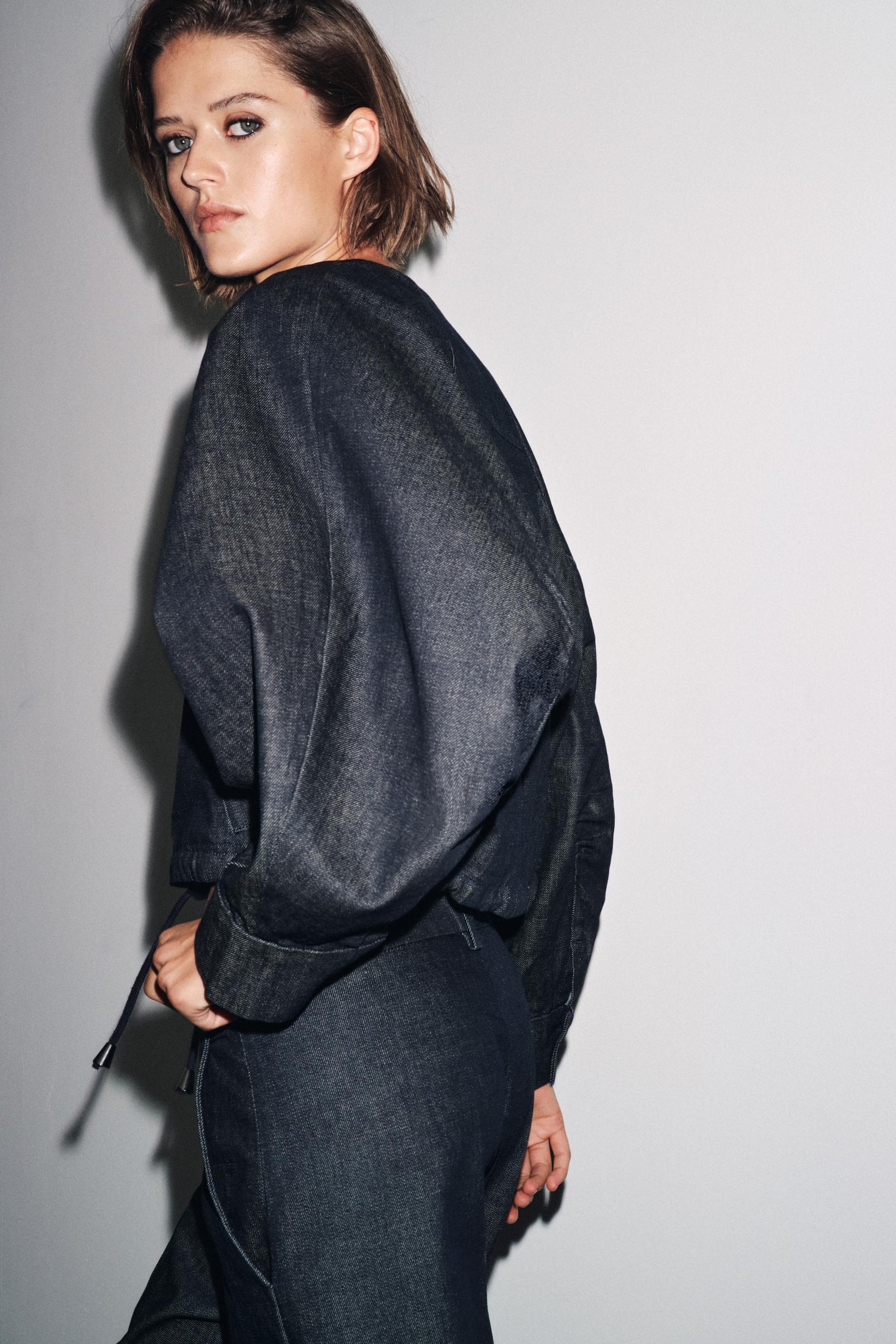 ZW COLLECTION PUFF DENIM BOMBER JACKET - Image 4