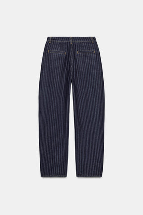 Mid-Waist Striped Balloon Jeans