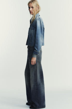 Mid-Waist Folded Waist Jeans