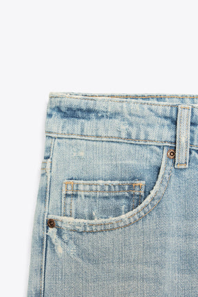 Ripped Wide-Leg Mid-Waist Jeans