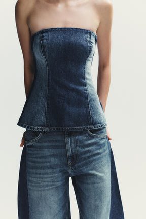 DENIM BANDEAU TOP