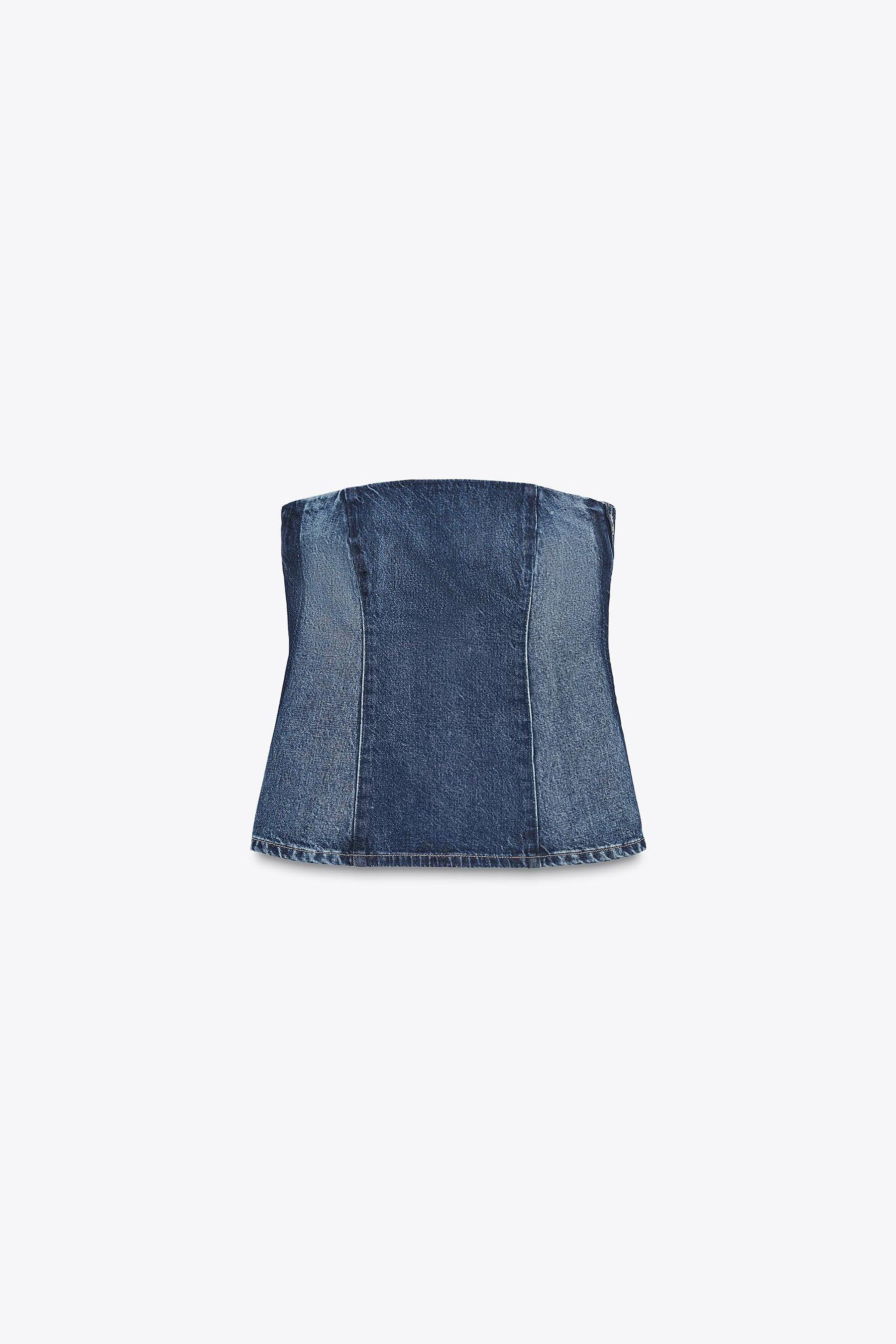 DENIM BANDEAU TOP