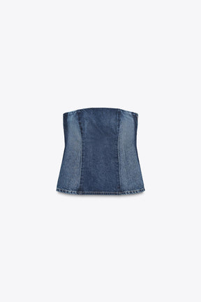 DENIM BANDEAU TOP