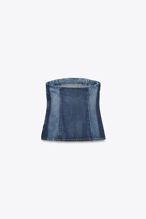 DENIM BANDEAU TOP