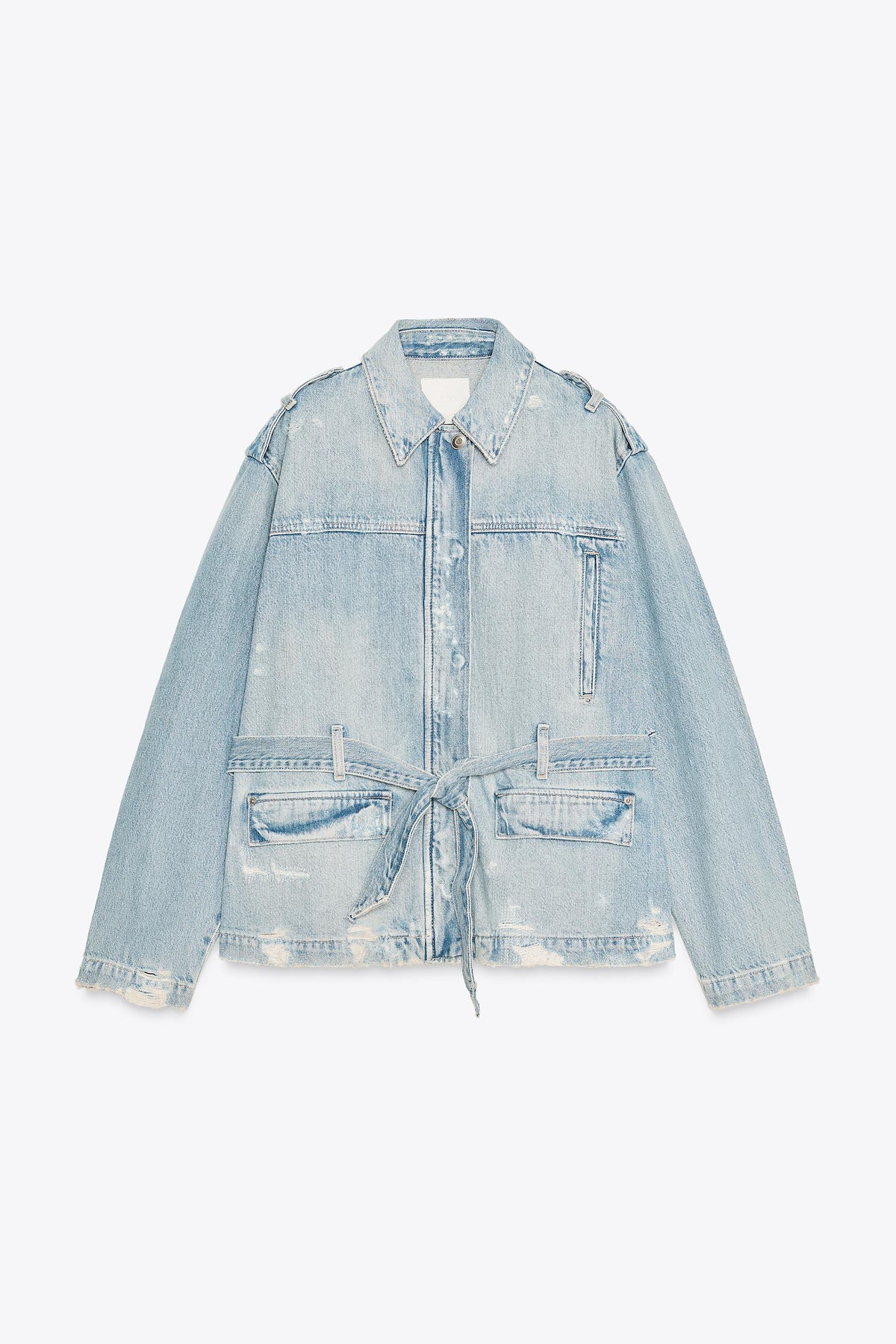 Belted denim jacket
