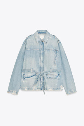 Belted denim jacket