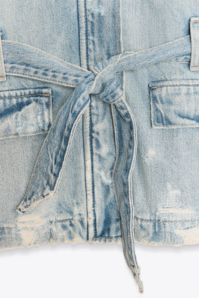Belted denim jacket