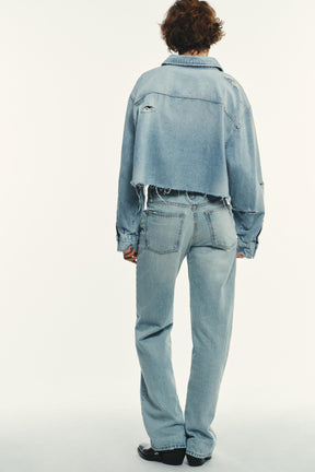 TRF RIPPED CROP DENIM OVERSHIRT - Image 5