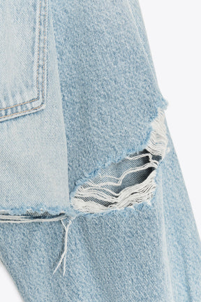 Ripped Crop Denim Overshirt
