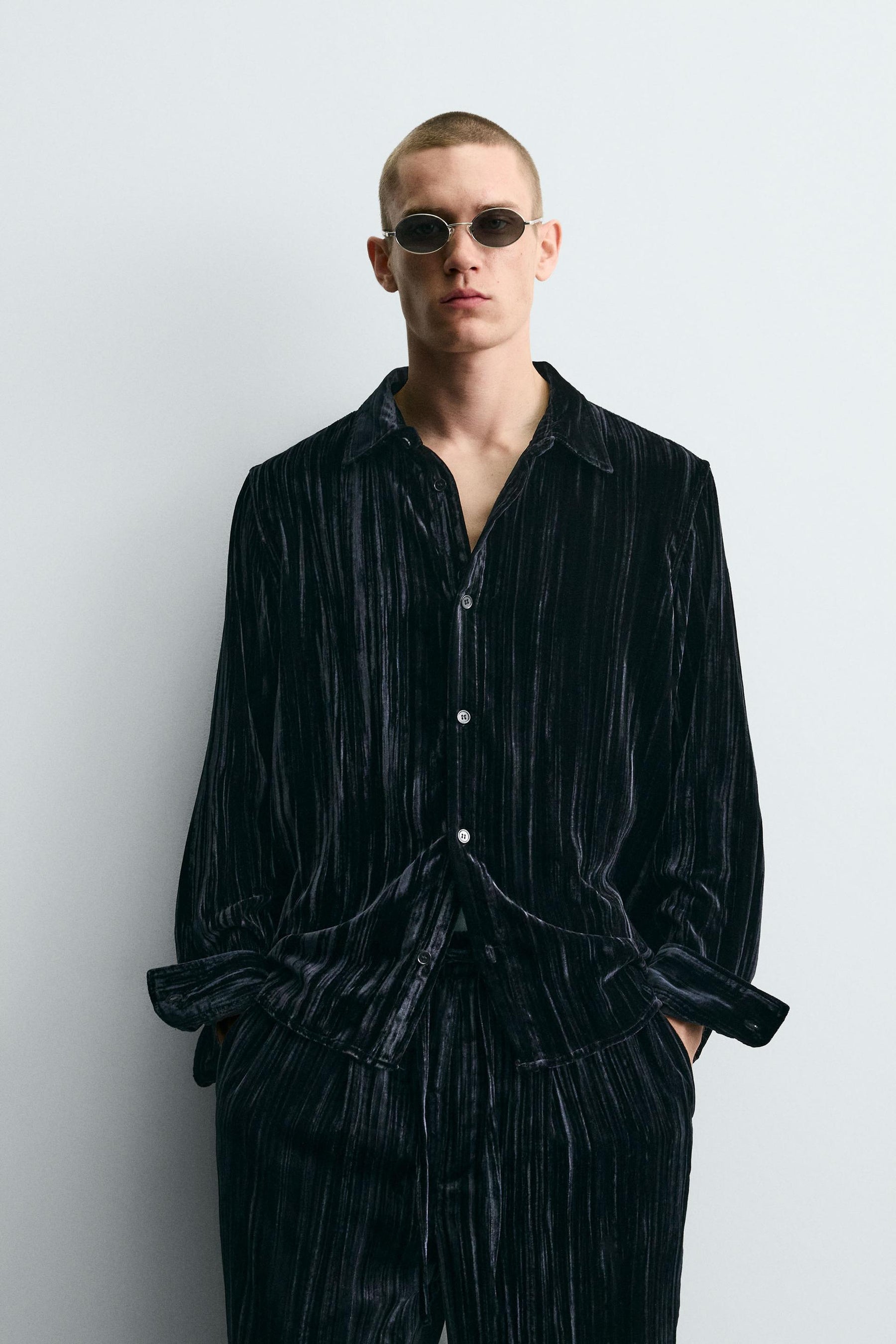 PLEATED VELVET OVERSHIRT - Image 2
