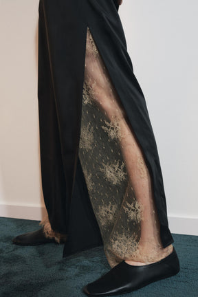 Satin Lace-Vented Trousers