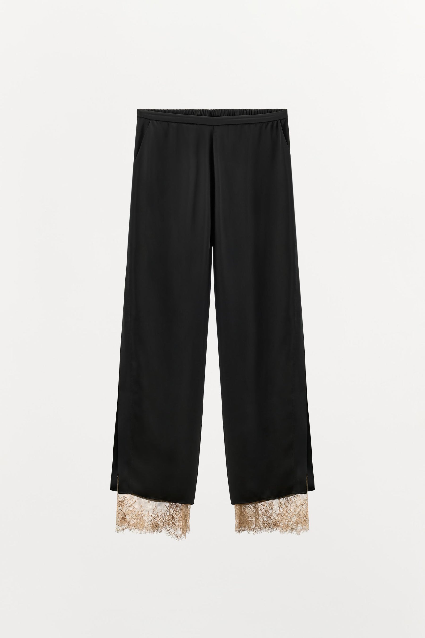 Satin Lace-Vented Trousers