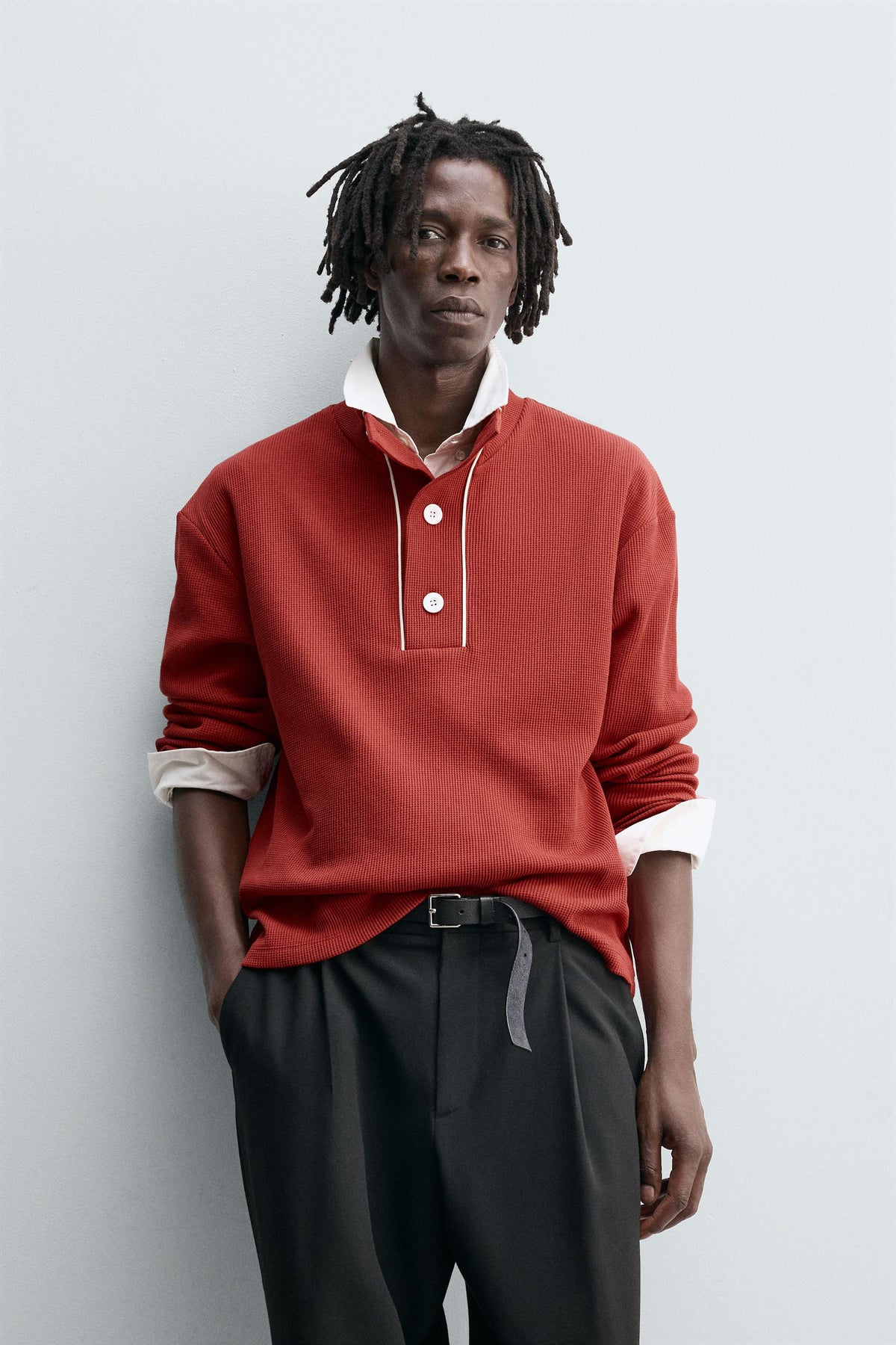 Textured Contrast Polo