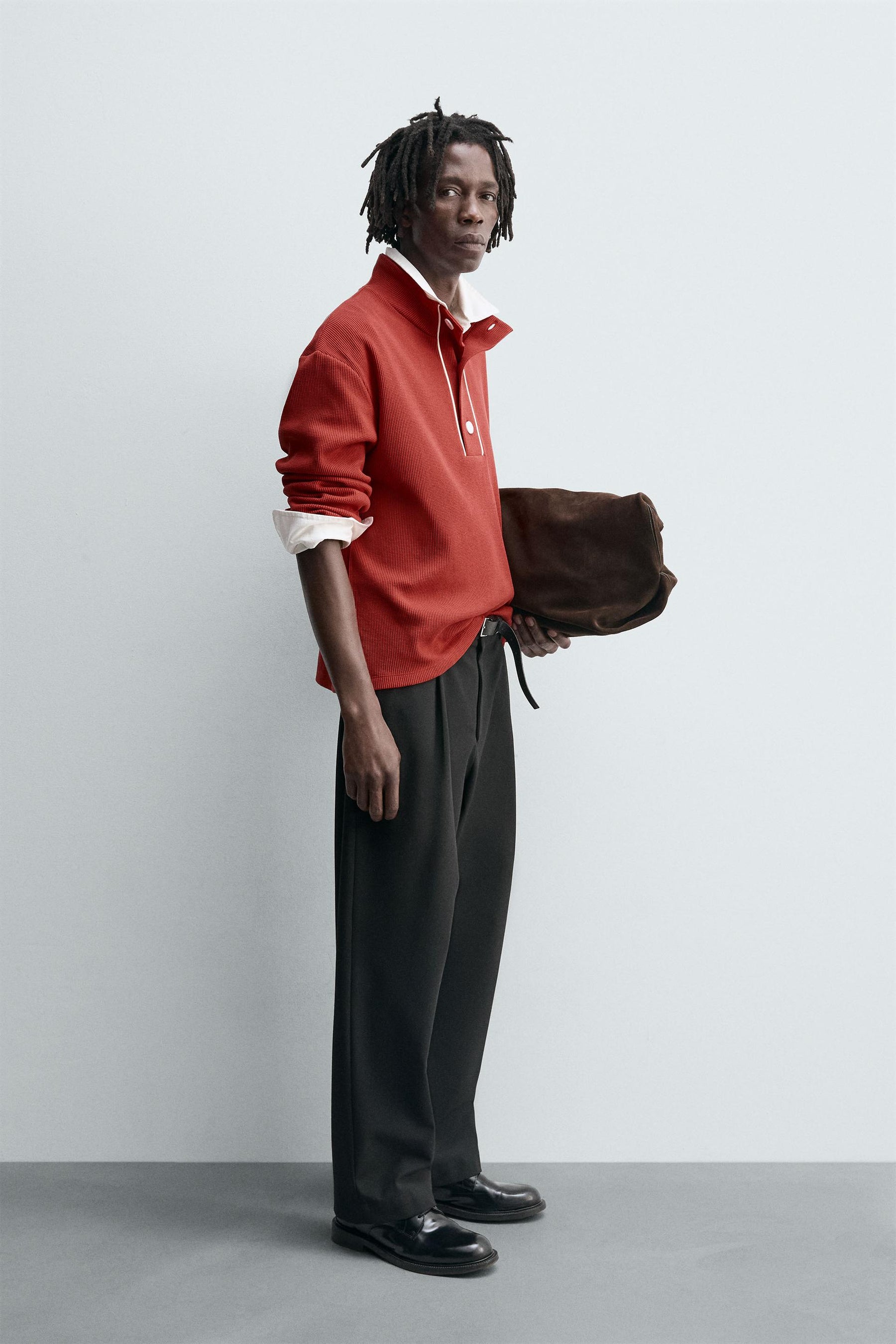 CONTRAST TEXTURED POLO SHIRT - Image 4