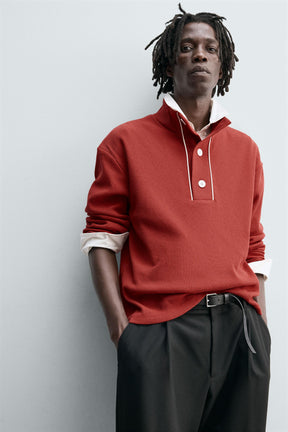 CONTRAST TEXTURED POLO SHIRT - Image 5