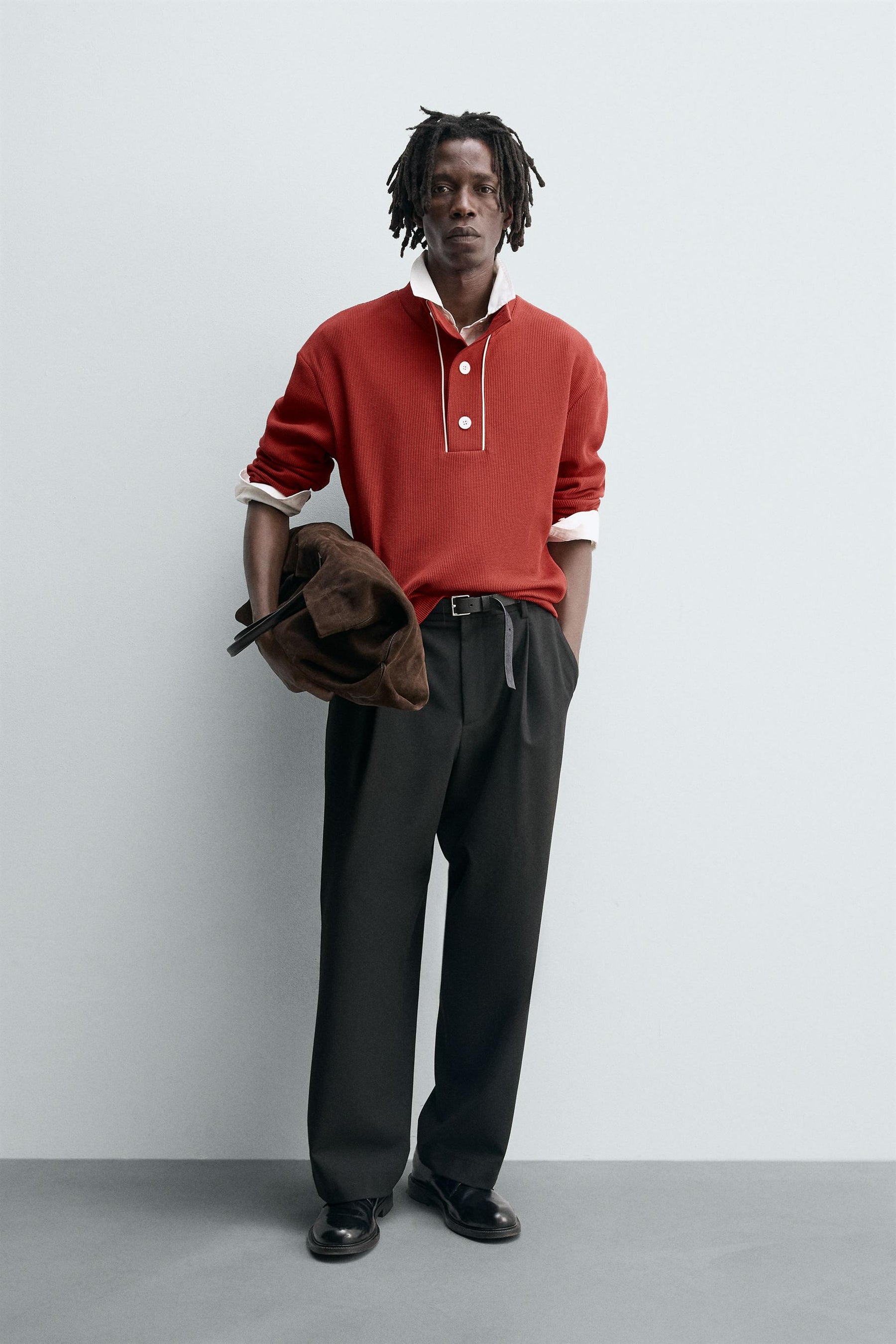 Textured Contrast Polo