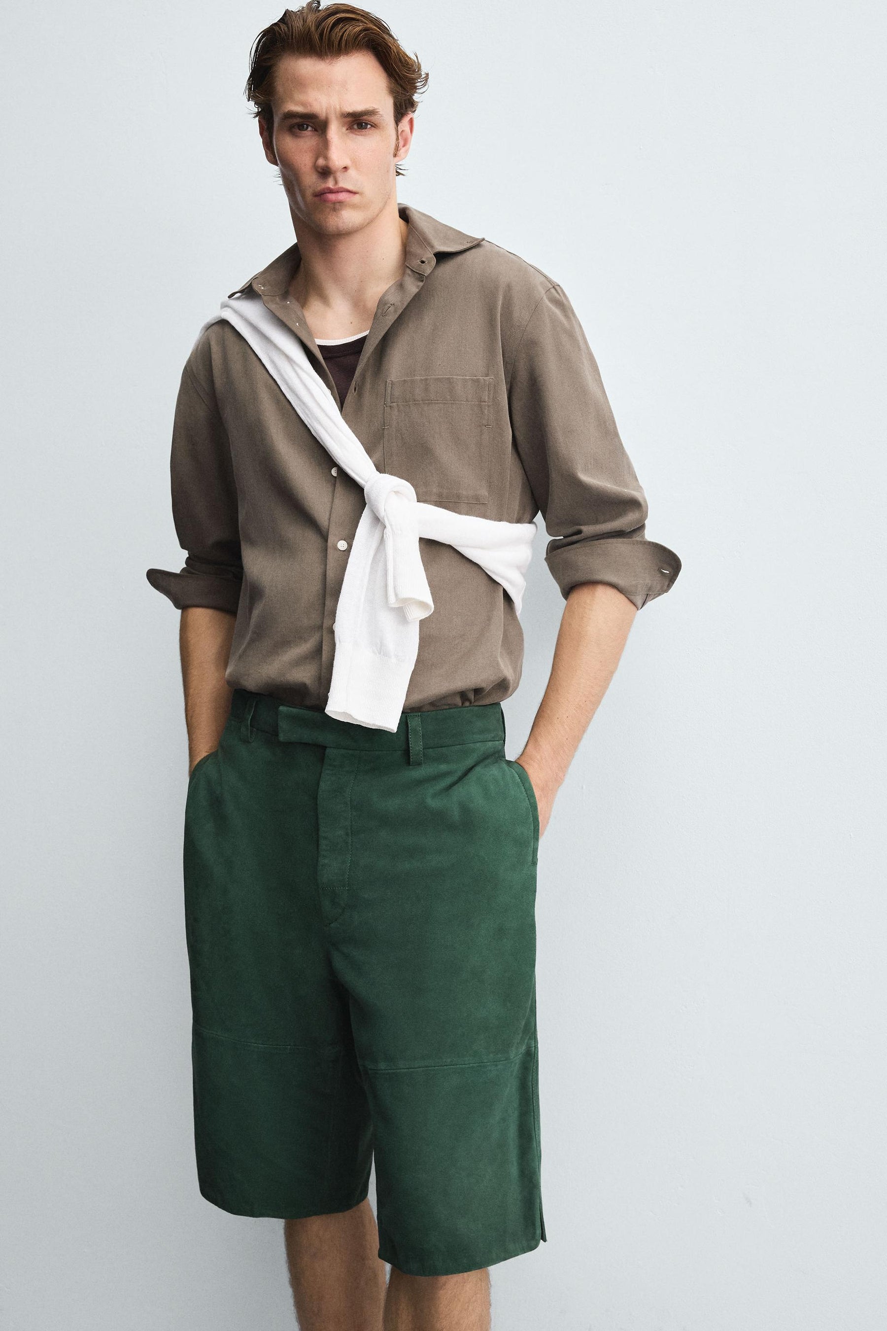 RELAXED FIT SUEDE LEATHER BERMUDA SHORTS - Image 5