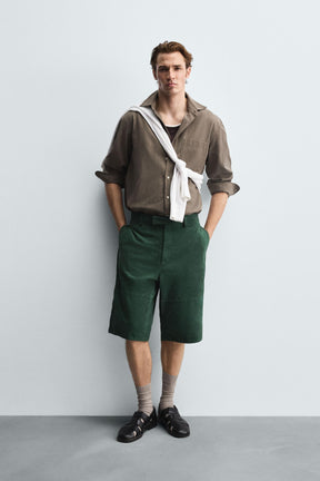 RELAXED FIT SUEDE LEATHER BERMUDA SHORTS - Image 1