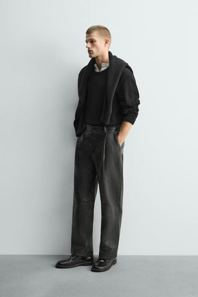 Straight Leather Pants