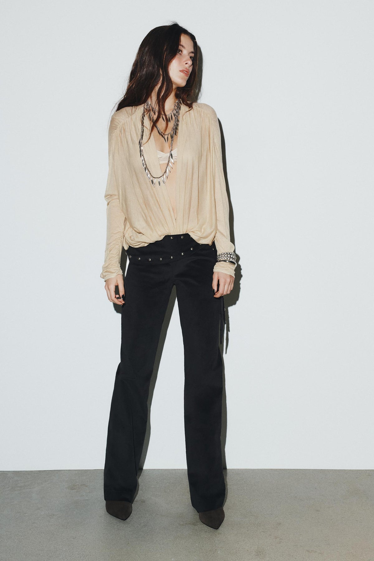 Studded Flare Trousers