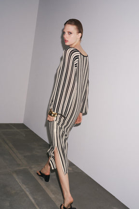 STRIPED KNIT DRESS WITH LINEN - Image 7