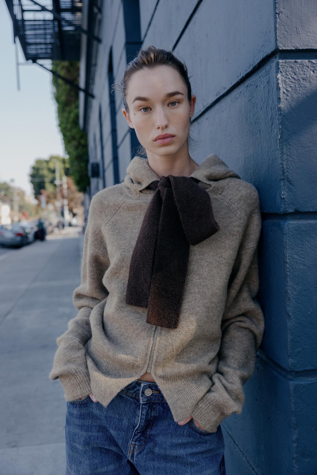 Bow Accent Cardigan Hoodie