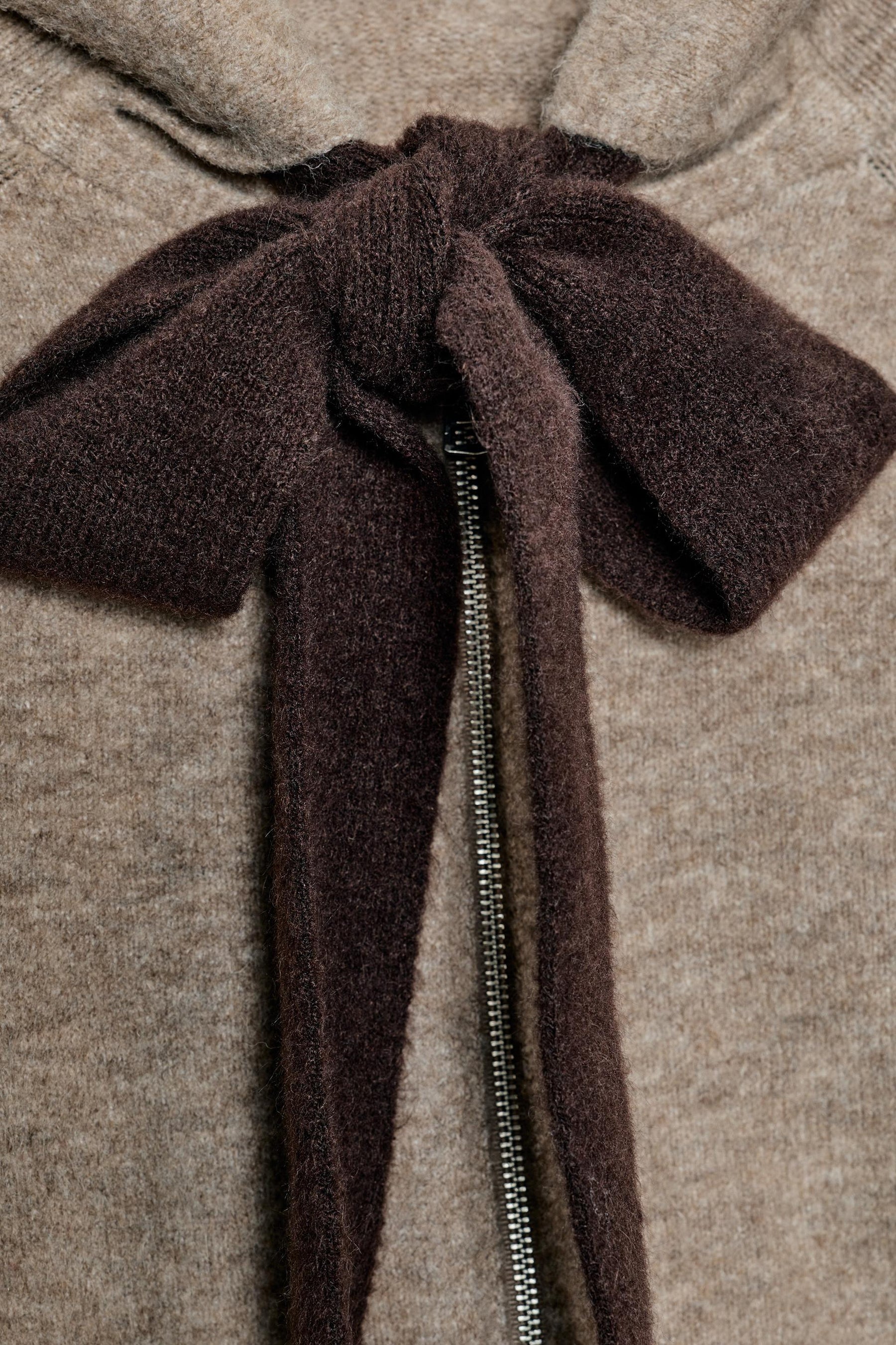 Bow Accent Cardigan Hoodie