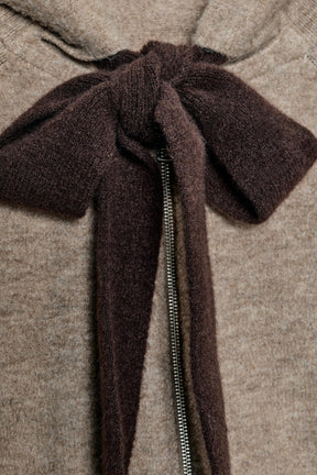 Bow Accent Cardigan Hoodie